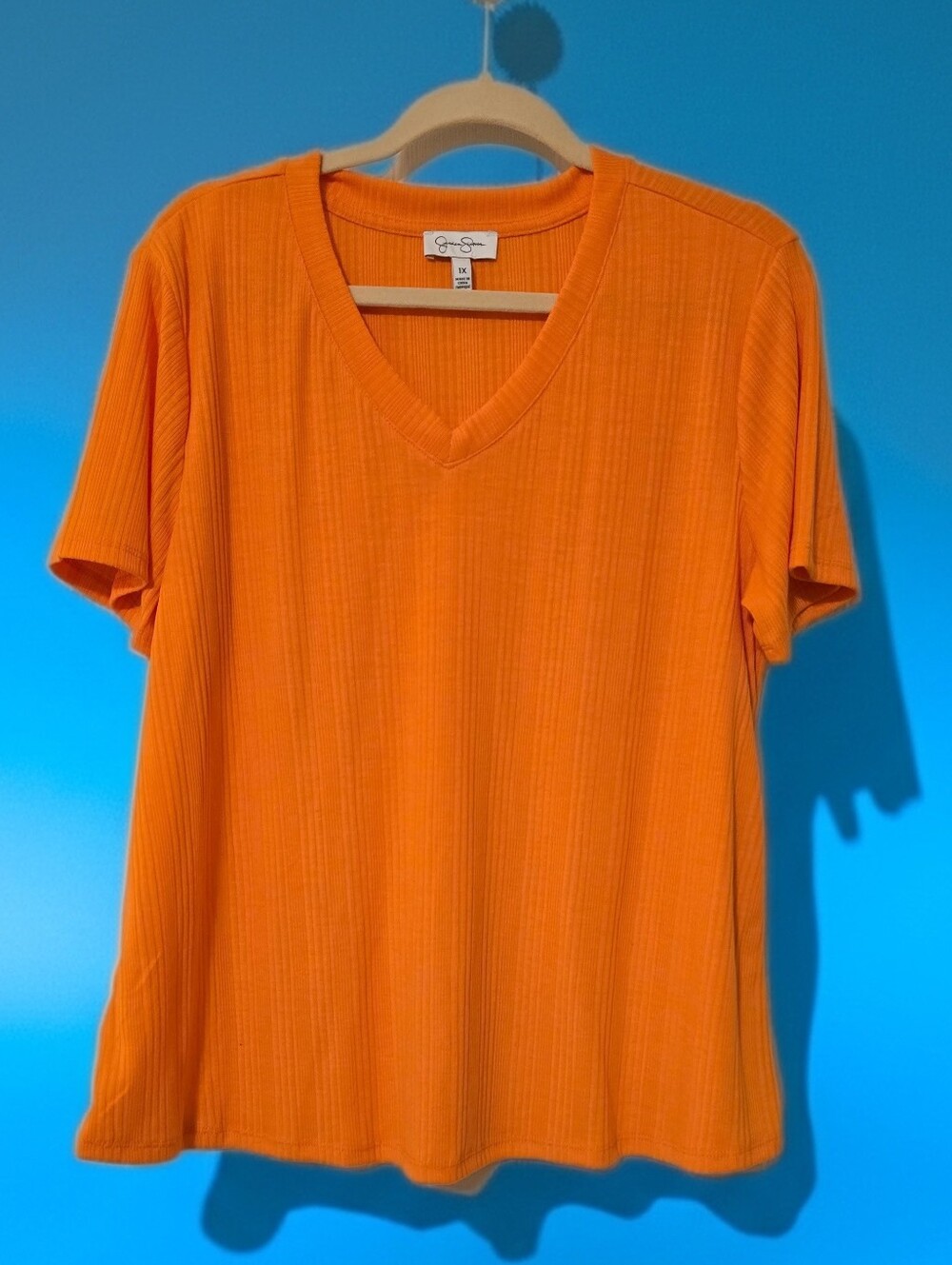 Jessica Simpson Bright Orange V-Neck Short Sleeve Tee